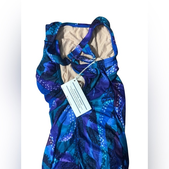 Lands End Vintage One Piece Bathing Suit Purple Blue RN 62830 90's Made in USA 6 - Picture 4 of 13